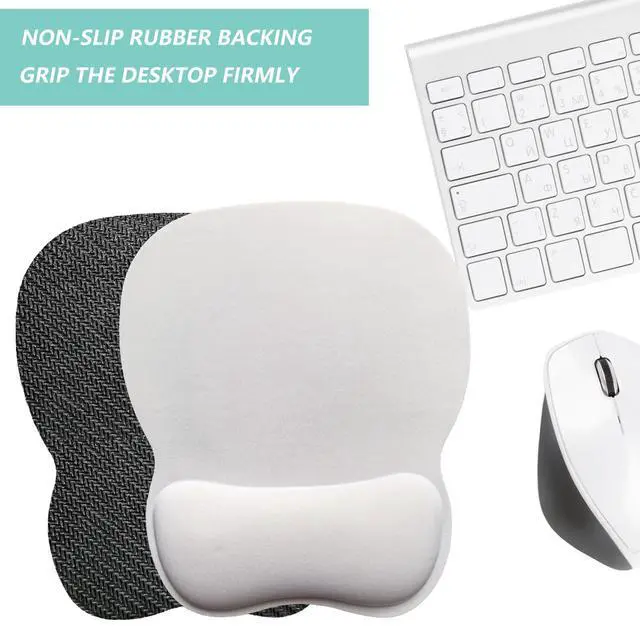 Alt view image 4 of 7 - Pad with Wrist Support, Ergonomic Mousepad with Comfortable Memory Foam Wrist Rest Cushion, Relieve Wrist Pain, Non-Slip Rubber Base Gaming Mice Pad for Home Office Computer Laptop, White