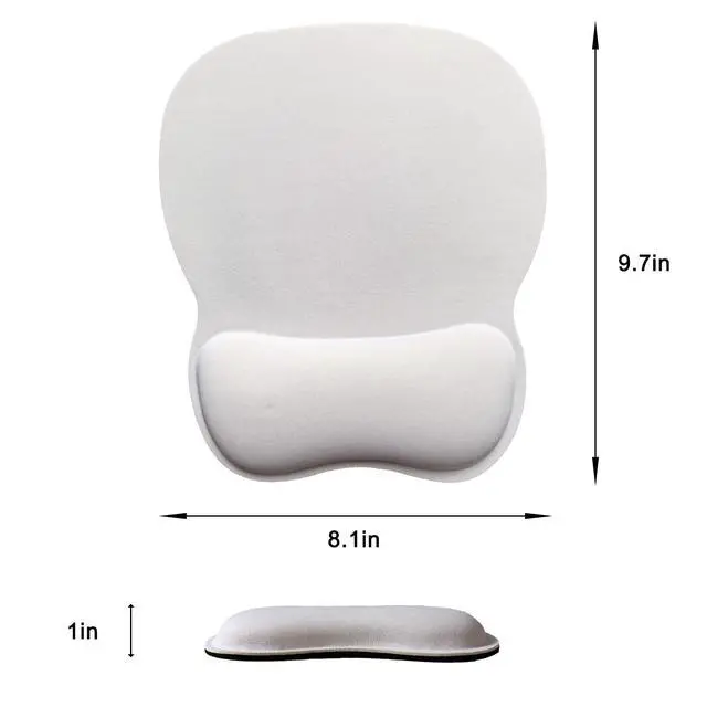 Alt view image 6 of 7 - Pad with Wrist Support, Ergonomic Mousepad with Comfortable Memory Foam Wrist Rest Cushion, Relieve Wrist Pain, Non-Slip Rubber Base Gaming Mice Pad for Home Office Computer Laptop, White