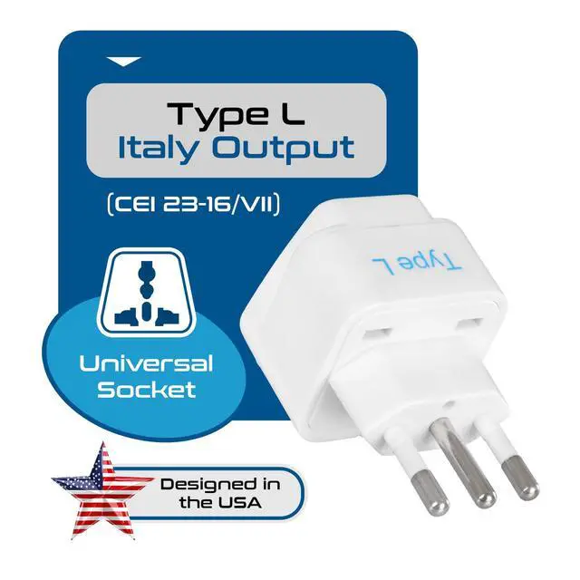 Alt view image 3 of 7 - Italy Power Adapter, Type L plug adapter, Universal Travel Adapter Chile, Italy travel adapter plug perfect for Rome, Lybia, Tunisia, Uruguay, GP-12A - White (3 Pack)