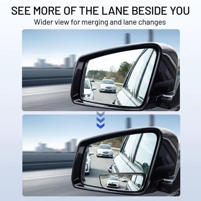 Alt view image 2 of 7 - Blind Spot Mirror, Rectangle Adjustable Car Auxiliary Universal Wide Angle Mirror for Universal Cars (Adhesive, 2pcs)