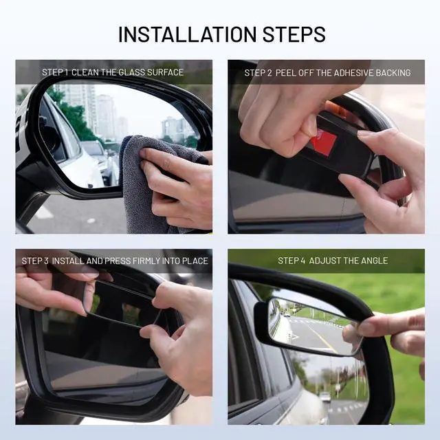Alt view image 5 of 7 - Blind Spot Mirror, Rectangle Adjustable Car Auxiliary Universal Wide Angle Mirror for Universal Cars (Adhesive, 2pcs)