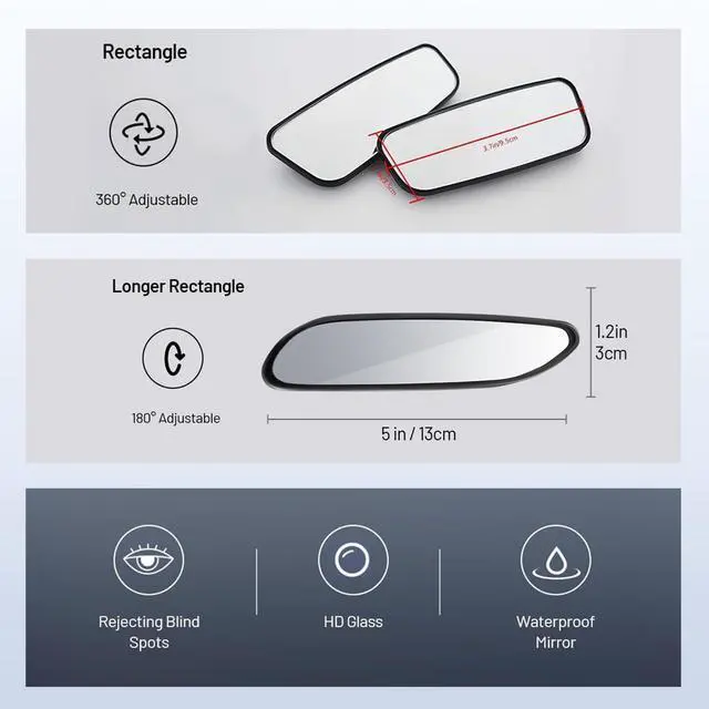 Alt view image 6 of 7 - Blind Spot Mirror, Rectangle Adjustable Car Auxiliary Universal Wide Angle Mirror for Universal Cars (Adhesive, 2pcs)