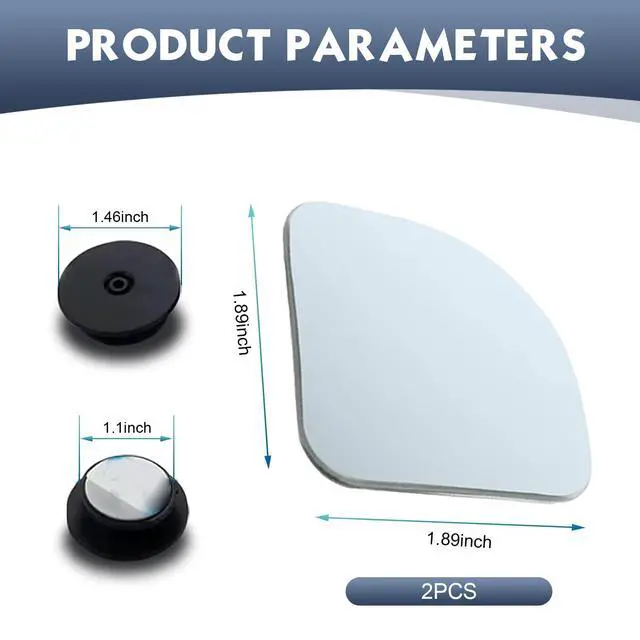 Alt view image 2 of 7 - 2 PCS Fan Shaped Frameless Wide Angle Blind Spot Mirror, Car Blind Spot Mirror, HD Convex Glass Angle Adjustable, Fit for Most Cars (Transparent)