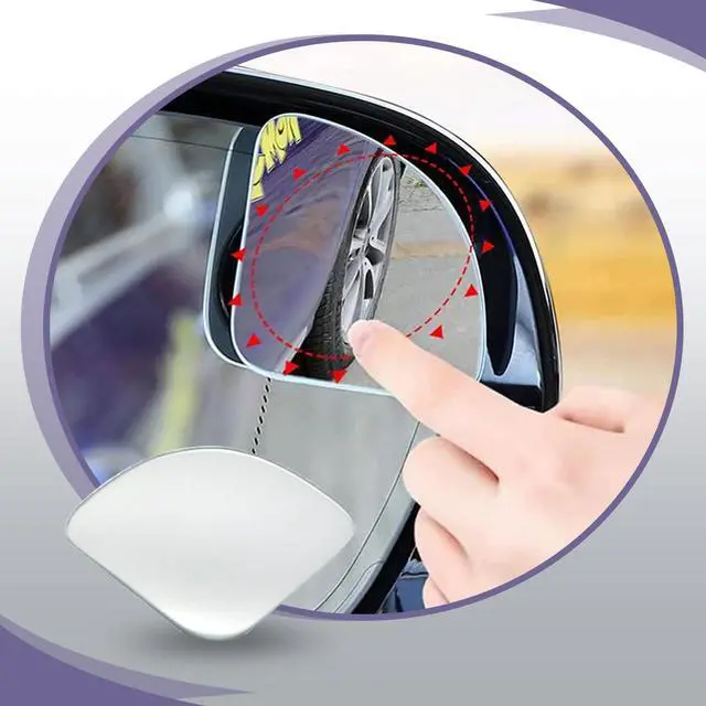 Alt view image 3 of 7 - 2 PCS Fan Shaped Frameless Wide Angle Blind Spot Mirror, Car Blind Spot Mirror, HD Convex Glass Angle Adjustable, Fit for Most Cars (Transparent)