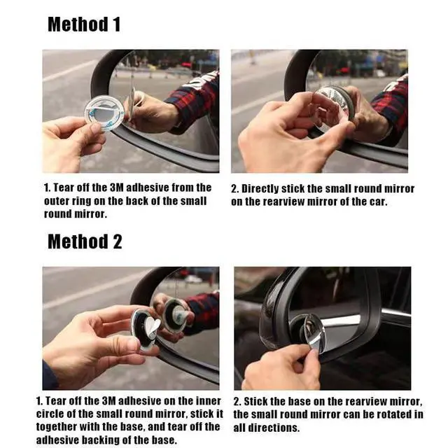Alt view image 4 of 7 - Blind Spot Mirror Round HD Glass Convex 360° Wide Angle Side Rear View Mirror Exterior Accessories and Interior for Cars SUV and Trucks Pack of 2