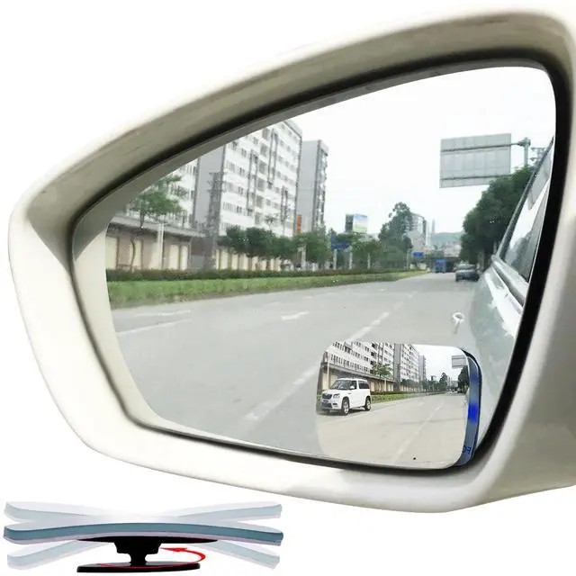 Main image of Slim Square Blind Spot Mirror, Ampper HD Glass Frameless Convex Rear View Mirror, Pack of 2