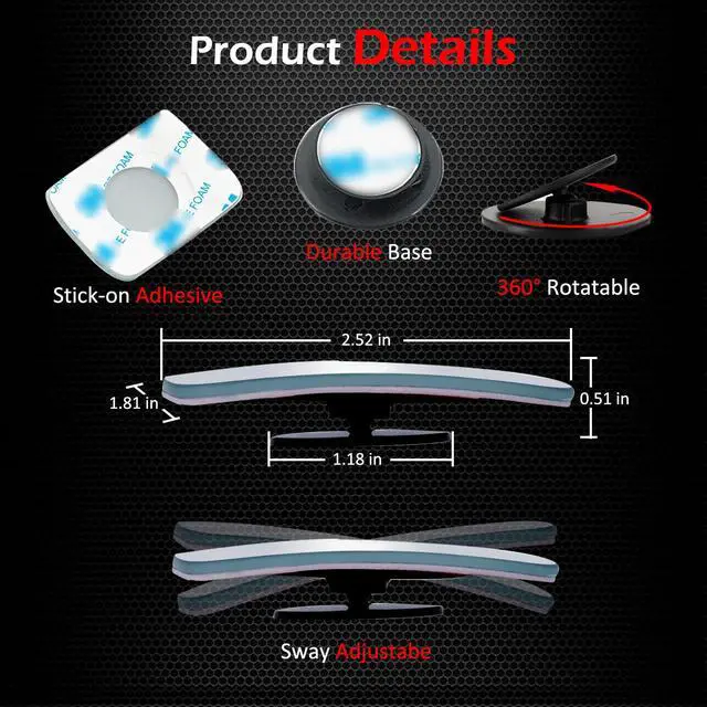 Alt view image 3 of 5 - Slim Square Blind Spot Mirror, Ampper HD Glass Frameless Convex Rear View Mirror, Pack of 2