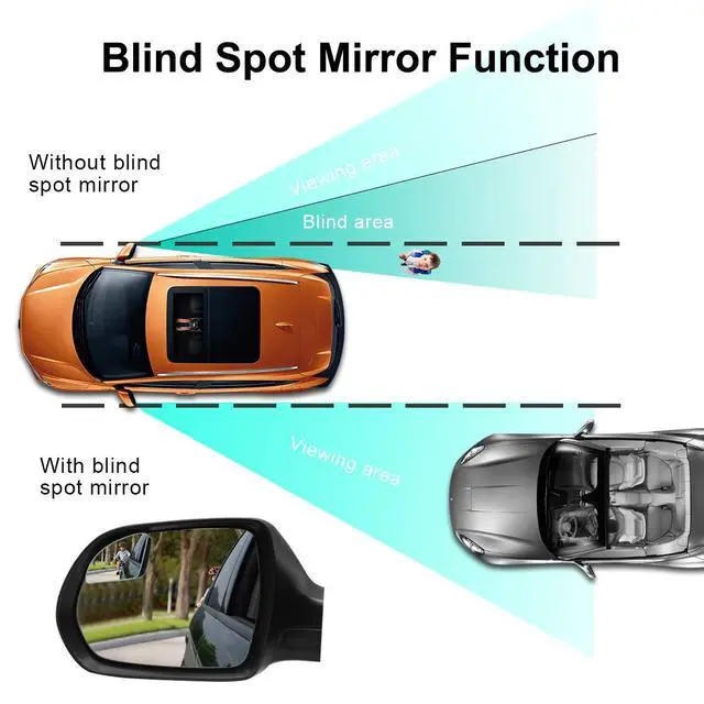Alt view image 6 of 7 - Rhombus Blind Spot Mirror - 2 Inches HD Glass Frameless Wide Angle Convex Mirror, 360° Adjustable Side Rear View Mirror with 3M Adhesive for Car SUV Truck 2 Pack