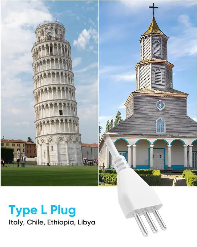 Alt view image 3 of 6 - Italy Travel Plug Adapter, Olcorife US to Italy Type L Plug Adapter, International Power Strip with 8 Outlets and 4 USB(1 USB-C), 5 FT Cord for Italy Chile Ethiopia Libya
