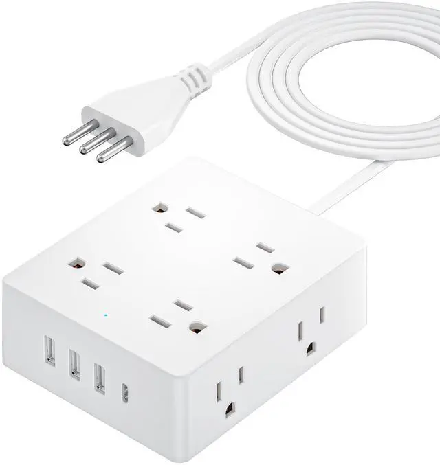 Main image of Italy Travel Plug Adapter, Olcorife US to Italy Type L Plug Adapter, International Power Strip with 8 Outlets and 4 USB(1 USB-C), 5 FT Cord for Italy Chile Ethiopia Libya