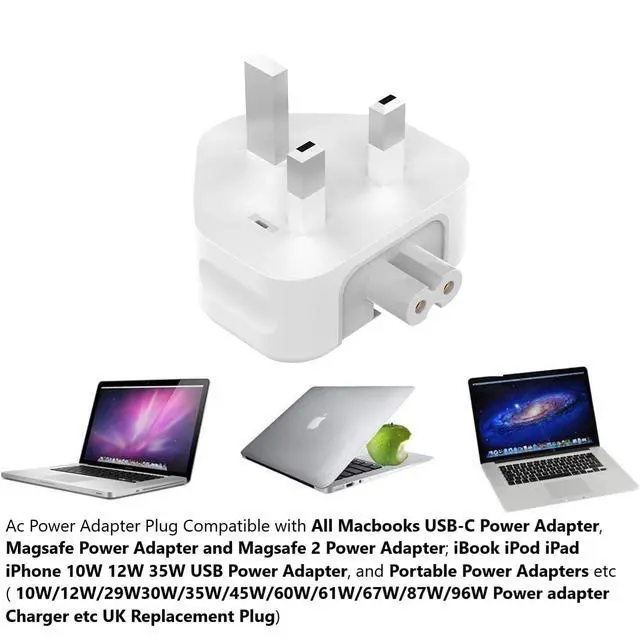Alt view image 2 of 7 - 3 Prong Mac Duckhead Power Adapter UK Travel Standard Plug Head for MacBook