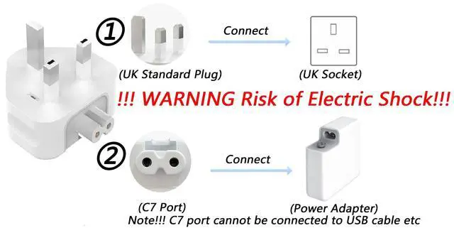 Alt view image 3 of 7 - 3 Prong Mac Duckhead Power Adapter UK Travel Standard Plug Head for MacBook
