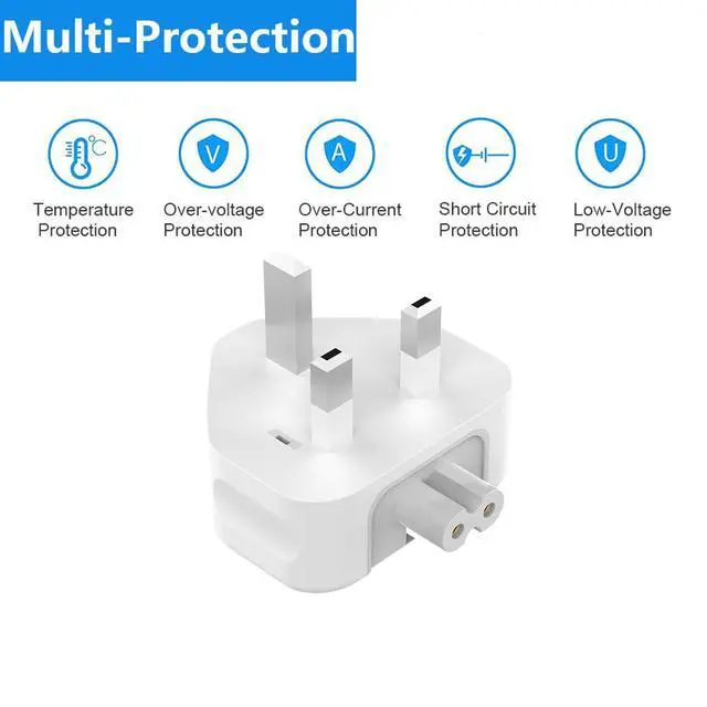 Alt view image 5 of 7 - 3 Prong Mac Duckhead Power Adapter UK Travel Standard Plug Head for MacBook