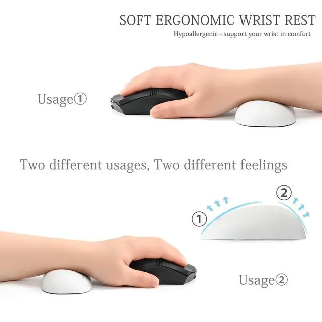 Alt view image 2 of 7 - Design-Wave Wrist Rest, Artificial Sheepskin+Memory Foam+Ergonomic+Anti-Slip Gel, Resilience Support During Work and Gaming,Mouse Accessory,White