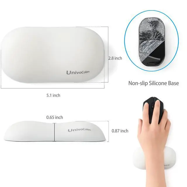 Alt view image 4 of 7 - Design-Wave Wrist Rest, Artificial Sheepskin+Memory Foam+Ergonomic+Anti-Slip Gel, Resilience Support During Work and Gaming,Mouse Accessory,White