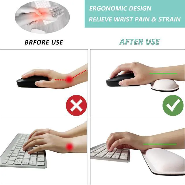 Alt view image 2 of 7 - Wrist Rest Mouse Wrist Support Set, Memory Foam Wrist Rest Pad for Computer Laptop Keyboard Mouse, Ergonomic Wrist Cushion Support for Typing Pain Relief, Gaming Home Office, White