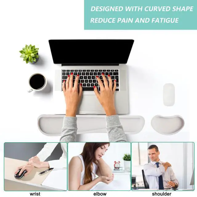 Alt view image 5 of 7 - Wrist Rest Mouse Wrist Support Set, Memory Foam Wrist Rest Pad for Computer Laptop Keyboard Mouse, Ergonomic Wrist Cushion Support for Typing Pain Relief, Gaming Home Office, White