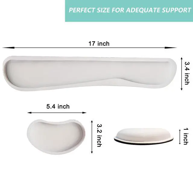Alt view image 6 of 7 - Wrist Rest Mouse Wrist Support Set, Memory Foam Wrist Rest Pad for Computer Laptop Keyboard Mouse, Ergonomic Wrist Cushion Support for Typing Pain Relief, Gaming Home Office, White