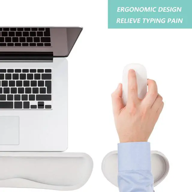 Alt view image 7 of 7 - Wrist Rest Mouse Wrist Support Set, Memory Foam Wrist Rest Pad for Computer Laptop Keyboard Mouse, Ergonomic Wrist Cushion Support for Typing Pain Relief, Gaming Home Office, White