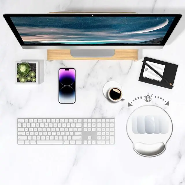 Alt view image 3 of 7 - ErgoComfort Wrist Rest Mouse Pad-Ergonomic Office Mousepad with Wrist Support-Non-Slip,Pink Desk Accessories Mat for Home&Game Decor White
