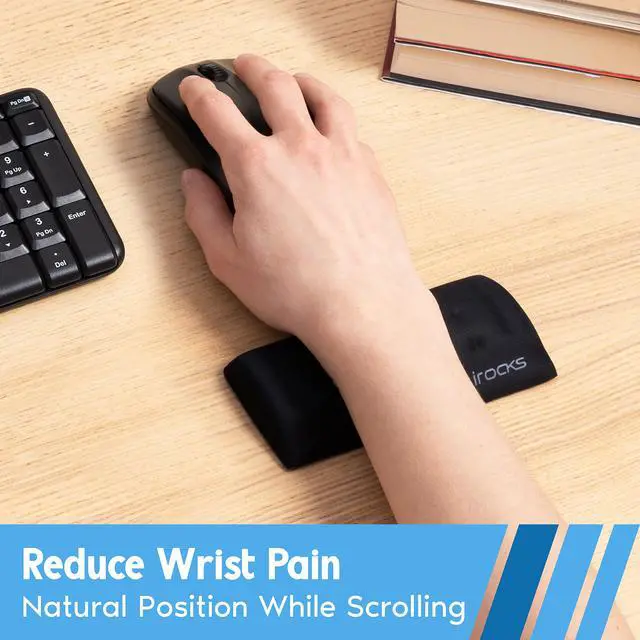 Alt view image 2 of 7 - Memory Foam Mouse Wrist Rest - Pain-Reducing Wrist Rest for Mouse - Non-Slip Rubber Base Wrist Rest - Cooling Mouse Wrist Support for Long Hours of Work, Studying, Gaming (Black)