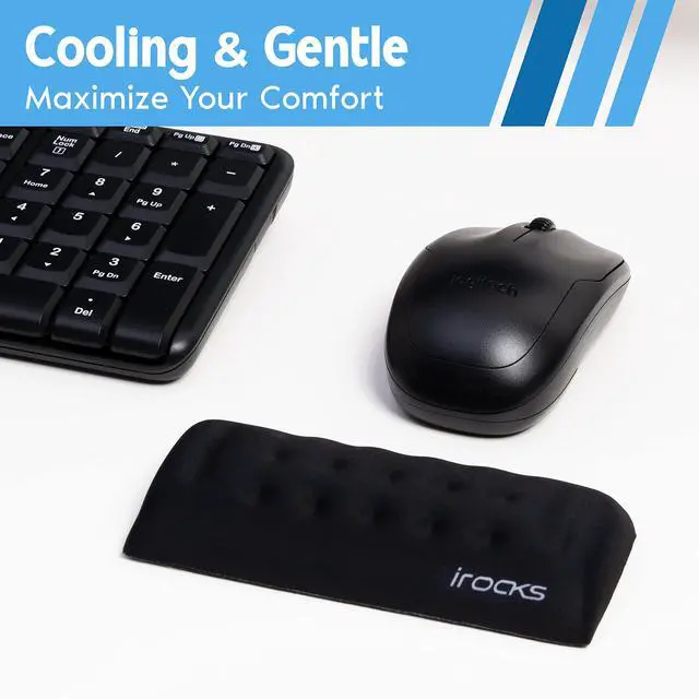 Alt view image 5 of 7 - Memory Foam Mouse Wrist Rest - Pain-Reducing Wrist Rest for Mouse - Non-Slip Rubber Base Wrist Rest - Cooling Mouse Wrist Support for Long Hours of Work, Studying, Gaming (Black)
