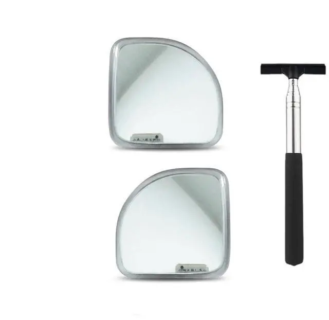 Main image of Blind Spot Mirror for Cars with Windshield Squeegee, HD Glass, Fan Shape, Wide Angle Convex, 360° Adjustable, Stick-On, for Car SUV Truck Van RV, Set of 3