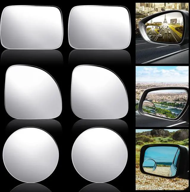 Main image of 6 Pcs Blind Spot Mirror 360° Adjustable High Definition Glass Frameless Convex Side Mirror Blindspot Wide Angle Rear View Mirrors for Suvs Trucks Car Accessories(Fan, Round, Rectangle Shape)