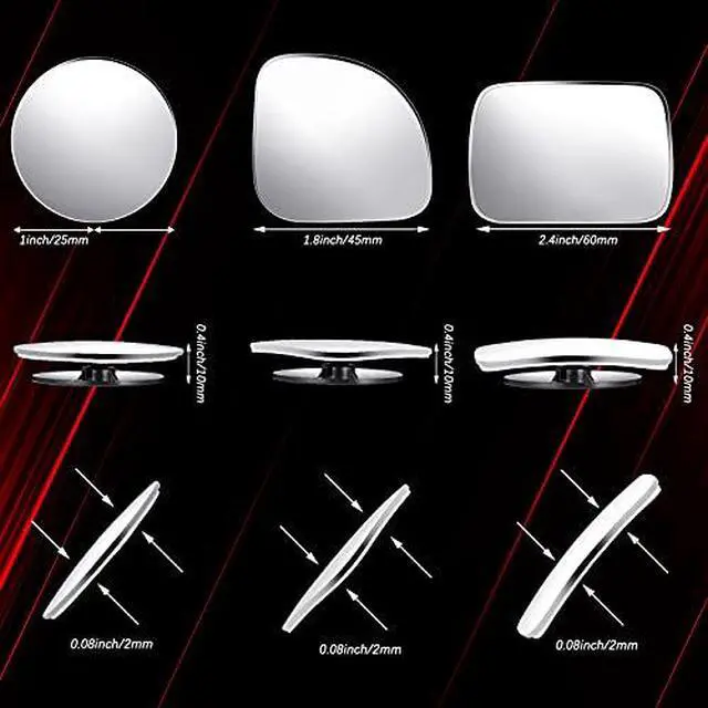 Alt view image 2 of 7 - 6 Pcs Blind Spot Mirror 360° Adjustable High Definition Glass Frameless Convex Side Mirror Blindspot Wide Angle Rear View Mirrors for Suvs Trucks Car Accessories(Fan, Round, Rectangle Shape)