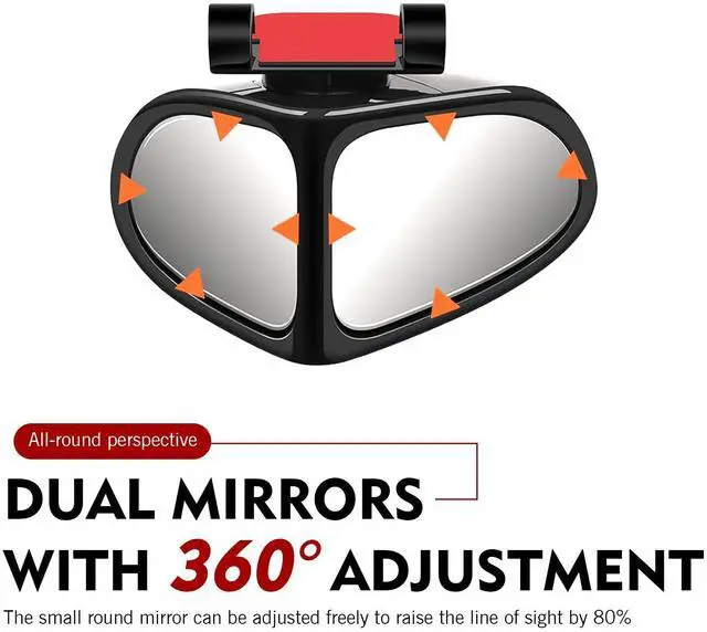 Alt view image 4 of 7 - 2 PCS Car Blind Spot Mirrors, Dual-sided Wide Angle Rearview Auxiliary with 360 Degree Adjustment, ABS Anti-collision Housing and HD Glass Design, Snap-on and Adhesive Mounting Mirror (Black)