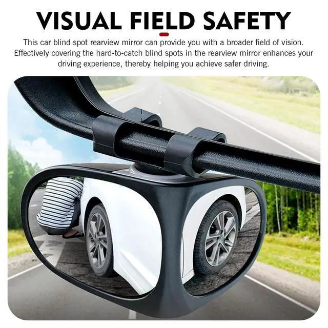 Alt view image 5 of 7 - 2 PCS Car Blind Spot Mirrors, Dual-sided Wide Angle Rearview Auxiliary with 360 Degree Adjustment, ABS Anti-collision Housing and HD Glass Design, Snap-on and Adhesive Mounting Mirror (Black)