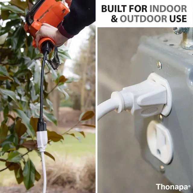 Alt view image 4 of 5 - 16 Gauge Extension Cord 6 Ft Outdoor - 16/3 Heavy Duty, Lighted End | SJTW White Cable, 3 Prong, Grounded Plug, 2 Pack, For Job Sites, Garden & Major Appliances