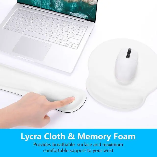 Alt view image 4 of 6 - Keyboard Wrist Rest and Mouse Pad with Wrist Support, Memory Foam Cushion for Keyboard and Mouse Set, Ergonomic Desktop Pad Rests with Non Slip Base for Easy Typing & Pain Relief, Ivory White