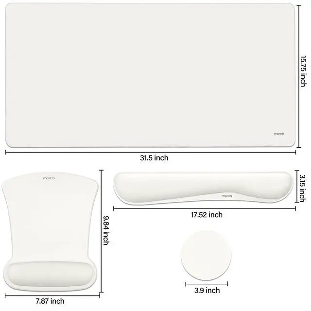 Alt view image 7 of 7 - Keyboard Mouse Pad Set, Large Gaming Mousepad&Keyboard Wrist Rest | Mouse Wrist Rest&Coaster, Ergonomic Non-Slip Mousepad&Easy Typing Cushion with Memory Foam for Home Office, Pearl White