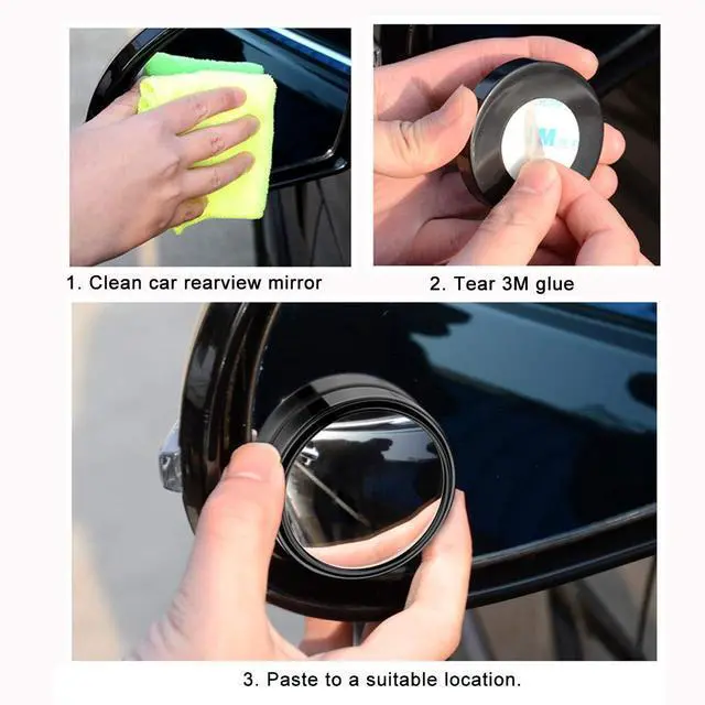 Alt view image 7 of 7 - 2PCS Small Blind Spot Mirror, 3-inch Round HD Glass Convex Rear View Mirror, Strong Adhesive for Car, Van, SUV and Trucks (3"(75mm), Black Frame)