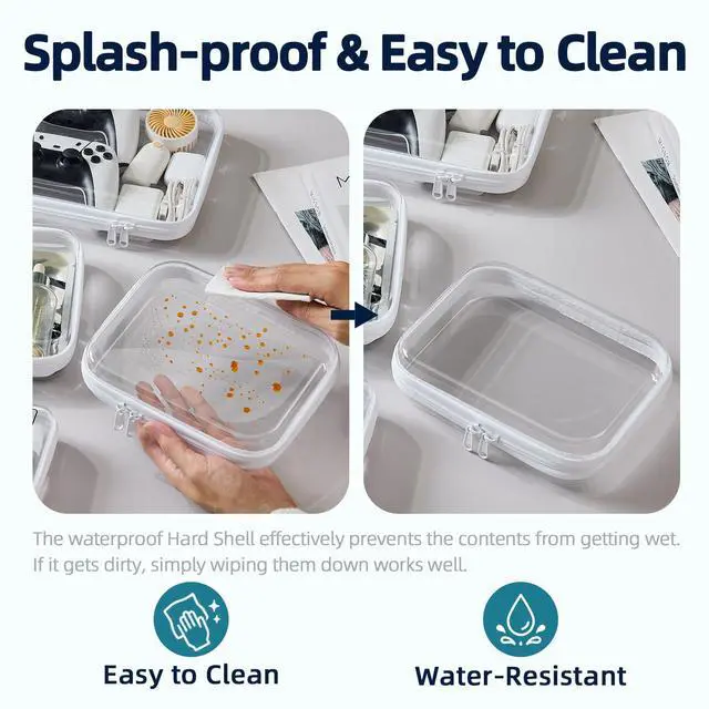 Alt view image 6 of 7 - 4 Sizes Clear Hard Shell Zipper Case, TSA Accepted Travel Bags | Clear Organizer Bags for Toiletries, Splash-proof Toiletry Containers, Clear Zipper Pouches, Organizer Bags for Toiletries