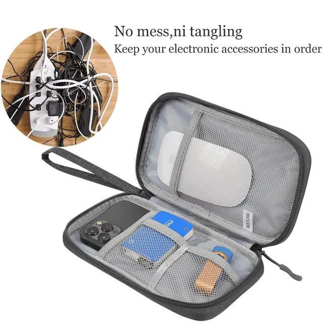Alt view image 2 of 7 - Electronic Organizer Travel USB Cable Accessories Case Bag, Waterproof Electronics Accessories Bag Organizer Case for USB, Cable, Cord, Charger, Phone, Power Bank, Earphone (Dark Gray)