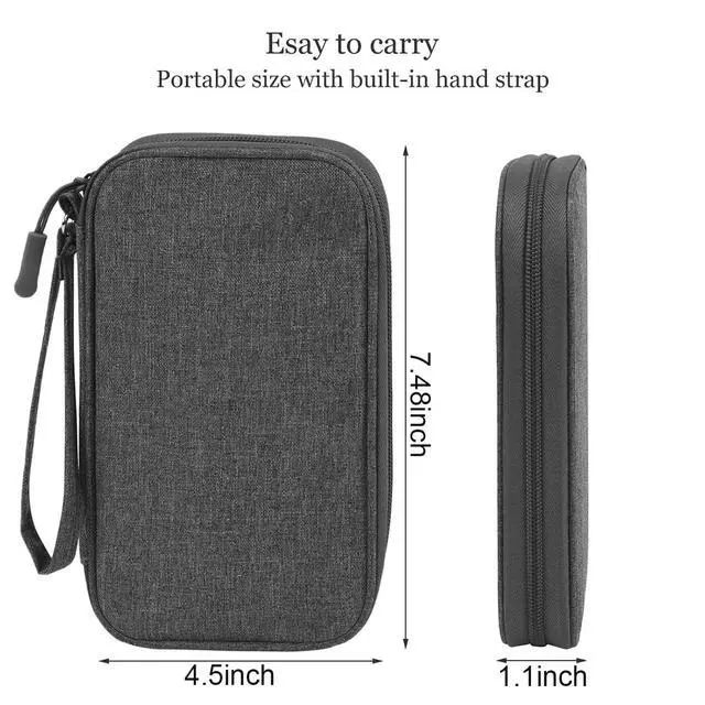 Alt view image 7 of 7 - Electronic Organizer Travel USB Cable Accessories Case Bag, Waterproof Electronics Accessories Bag Organizer Case for USB, Cable, Cord, Charger, Phone, Power Bank, Earphone (Dark Gray)