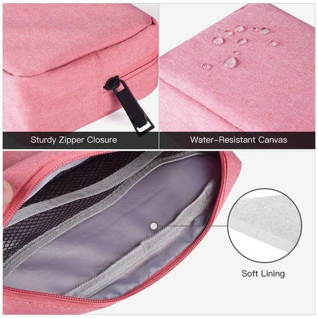 Alt view image 4 of 7 - 2-PACK Accessories Bag for Women Ladies Travel Organizer, Big+Small Portable Storage Bag Pouch Electronics Accessories Carrying Case Cosmetic Bag for Hard Drive, Mouse, Cable, Adapter, Cellphone, Pink