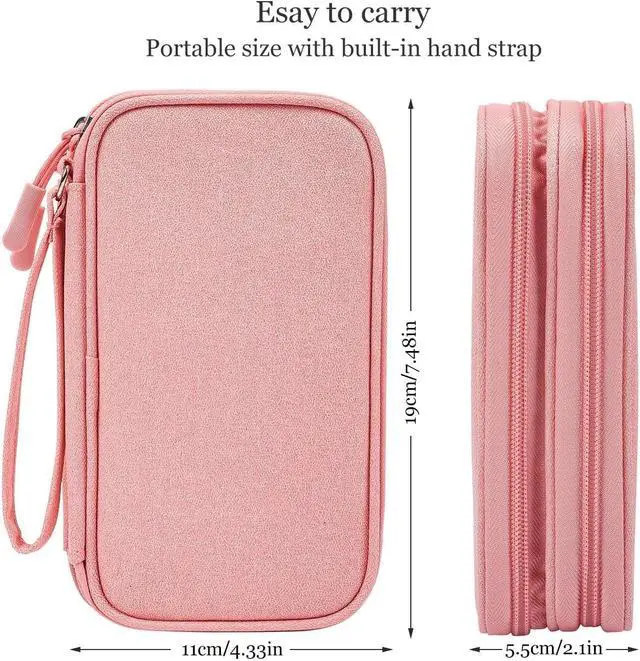 Alt view image 2 of 7 - Organizer Travel Cable Accessories Bag, Electronic Organizer Case, Electronic Accessories Organizer Bag for Power Bank, Charging Cords, Chargers, Mouse, USB Cable, Earphones (Light Pink)