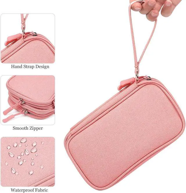 Alt view image 5 of 7 - Organizer Travel Cable Accessories Bag, Electronic Organizer Case, Electronic Accessories Organizer Bag for Power Bank, Charging Cords, Chargers, Mouse, USB Cable, Earphones (Light Pink)