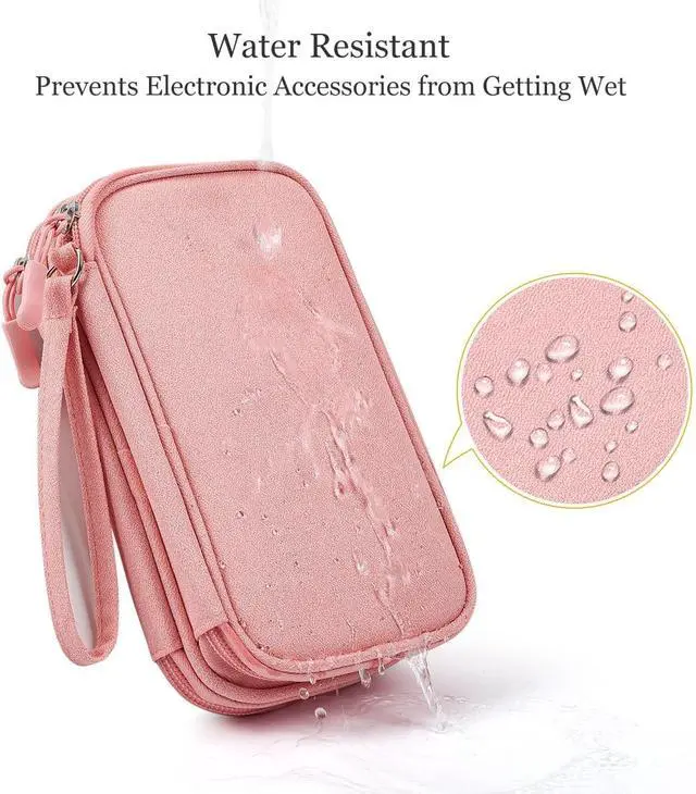 Alt view image 6 of 7 - Organizer Travel Cable Accessories Bag, Electronic Organizer Case, Electronic Accessories Organizer Bag for Power Bank, Charging Cords, Chargers, Mouse, USB Cable, Earphones (Light Pink)