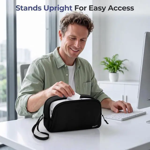 Alt view image 5 of 7 - Travel Electronics Organizer, Lightweight Water Resistant DualLayer Tech Pouch with Wrist Strap, 9 Compartments Cable Organizer for Essentials, Travel Case for Charger Cord, Hard Drive