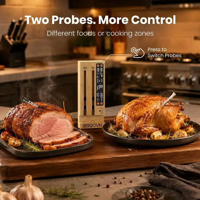 Alt view image 3 of 7 - WiFi Sub-1G Wireless Meat Thermometer Unlimited Range 7 NIST Certified Sensors with Ambient Temp 2 Temp Monitoring Ways Digital Smart Base and App for BBQ, Smoker, Grill, Oven