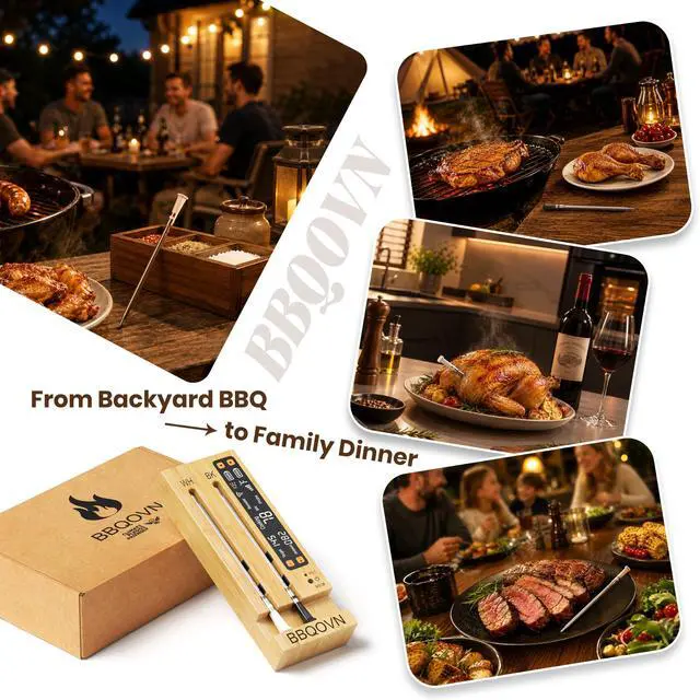 Alt view image 6 of 7 - WiFi Sub-1G Wireless Meat Thermometer Unlimited Range 7 NIST Certified Sensors with Ambient Temp 2 Temp Monitoring Ways Digital Smart Base and App for BBQ, Smoker, Grill, Oven