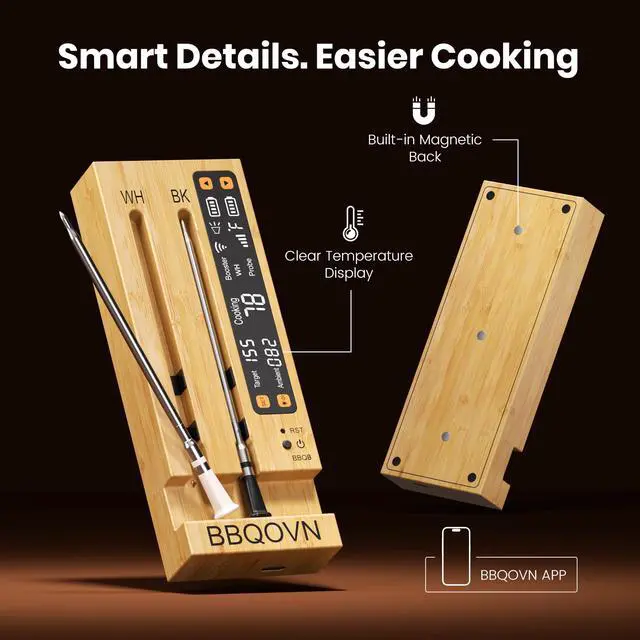 Alt view image 5 of 7 - WiFi Sub-1G Wireless Meat Thermometer Unlimited Range 7 NIST Certified Sensors with Ambient Temp 2 Temp Monitoring Ways Digital Smart Base and App for BBQ, Smoker, Grill, Oven