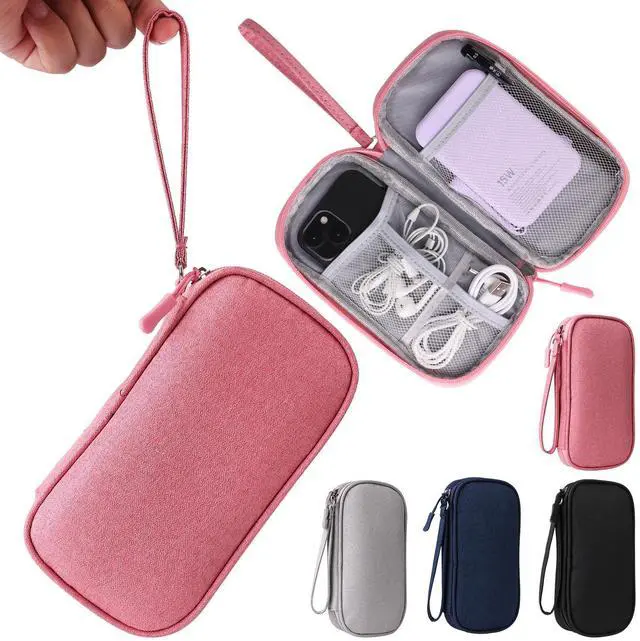 Main image of Pink Universal Cable Organizer - Electronics Accessories Bag for Charger, Phone, Memory Card & Travel Gadgets