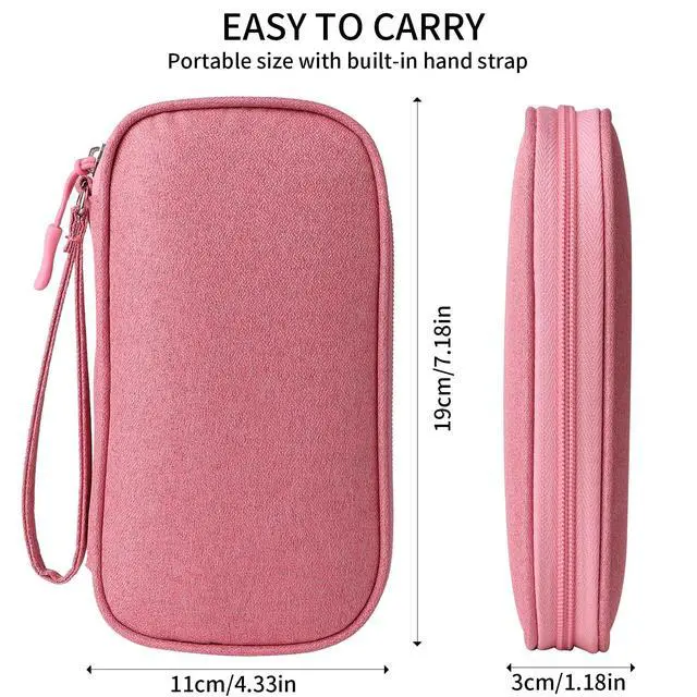 Alt view image 2 of 6 - Pink Universal Cable Organizer - Electronics Accessories Bag for Charger, Phone, Memory Card & Travel Gadgets