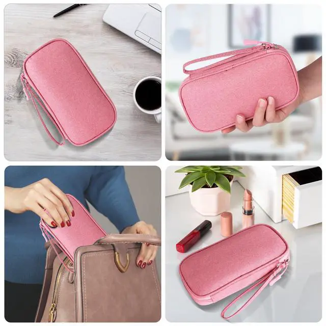 Alt view image 6 of 6 - Pink Universal Cable Organizer - Electronics Accessories Bag for Charger, Phone, Memory Card & Travel Gadgets