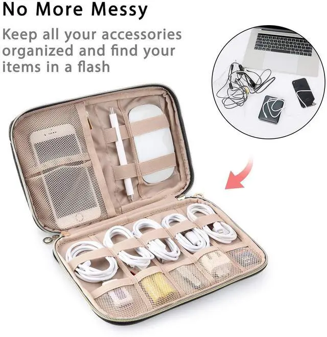 Alt view image 2 of 7 - Large Electronics Travel Organizer Case for Wome, Polyester, Black | Cord Organizer, Cable Organizer Bag, Travel Tech Organizer, Travel Accessories for Women